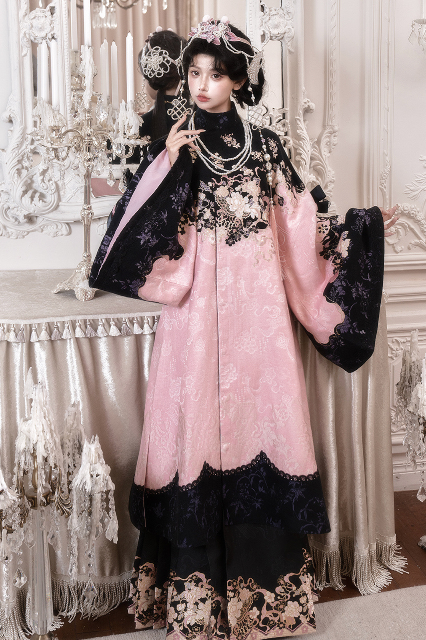 Chinese-style Long Jacket + Skirt