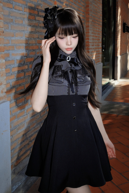 French Striped Patchwork Dress