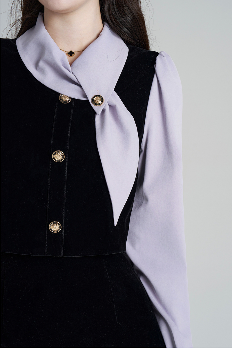 French Contrast Retro Dress