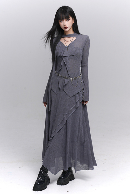 Dark Top + Long Skirt