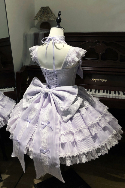 [pre-order] Princess Ballet Tiered Lolita Dress + Headband + Necklace + Sleeves + Tail