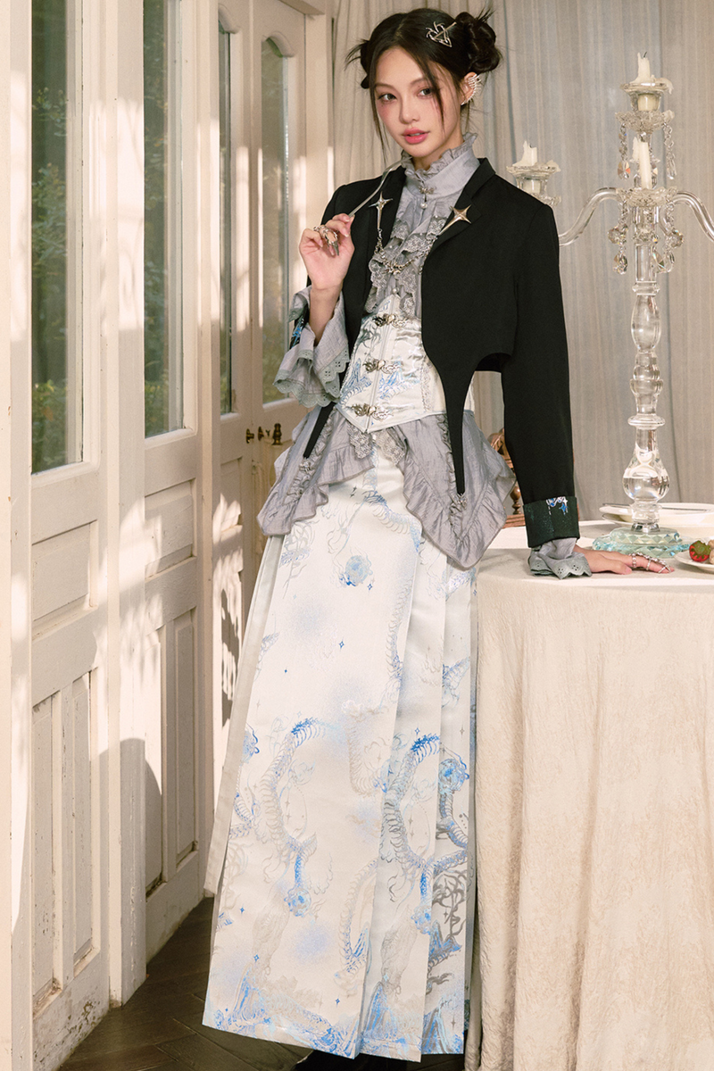 Chinese-style Shirt + Jacket + Long Skirt