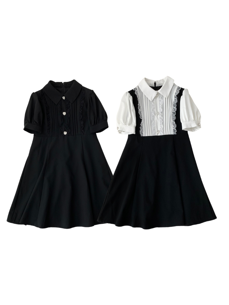 Lace Mine Sweet Puff Sleeve Dress