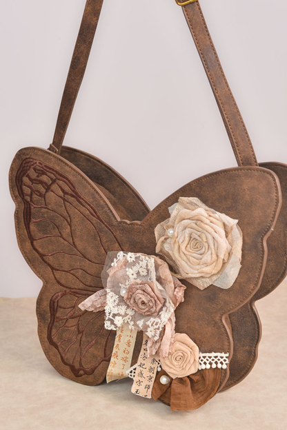 Retro Brown Butterfly One Shoulder Bag