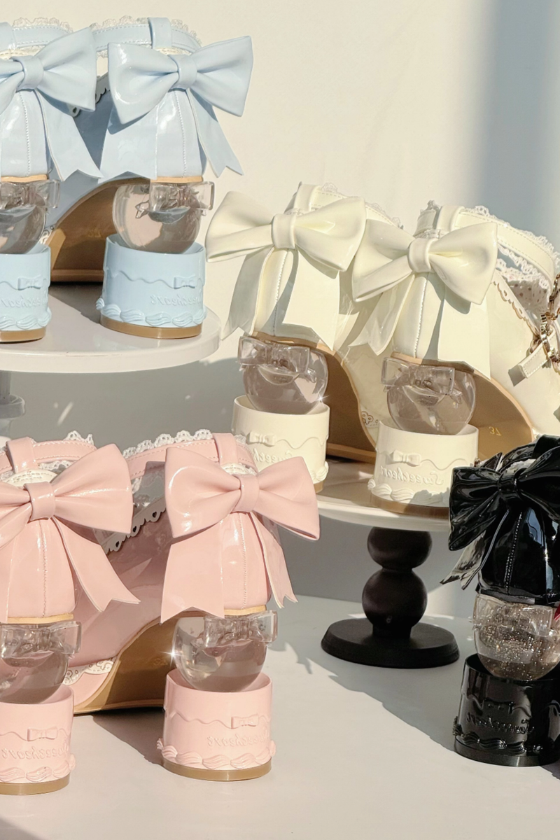 Ribbon Lace Lolita Crystal Heels