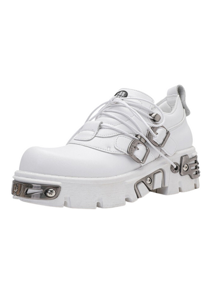 Dark Punk Retro Leather Metal Power Sole Sneaker Shoes