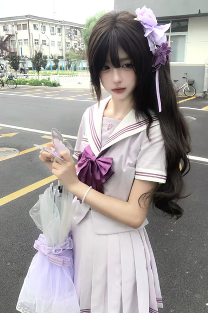 Purple Mist Sailor Top + Skirt + Ribbon
