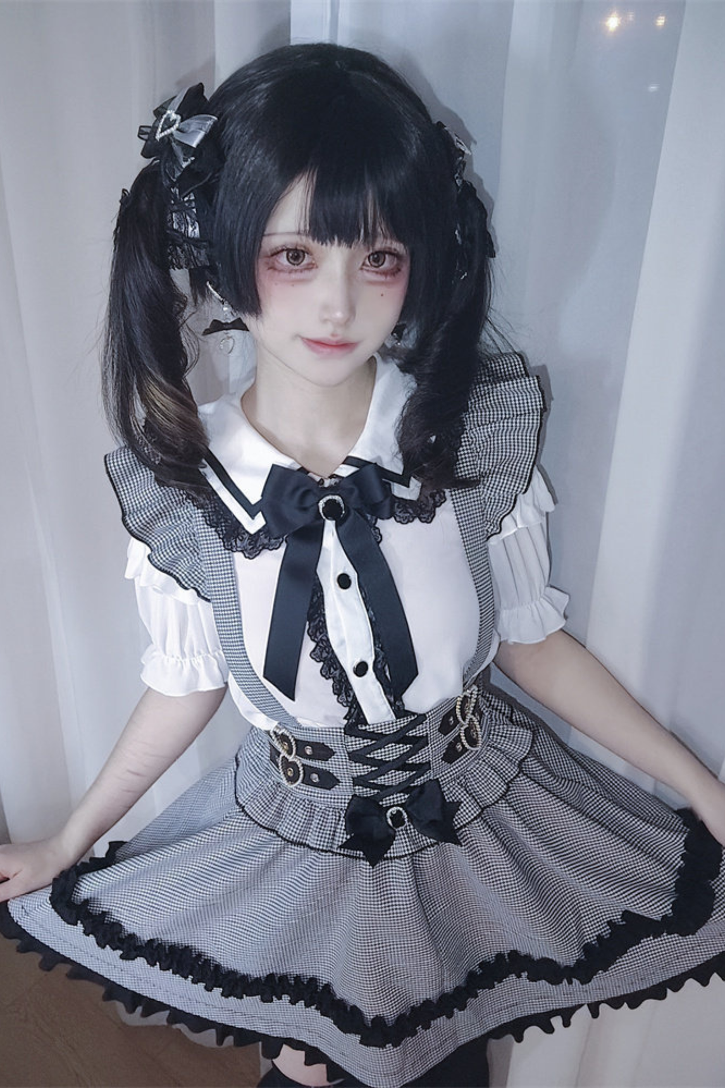 Lace Off Shoulder Top + Suspender Skirt