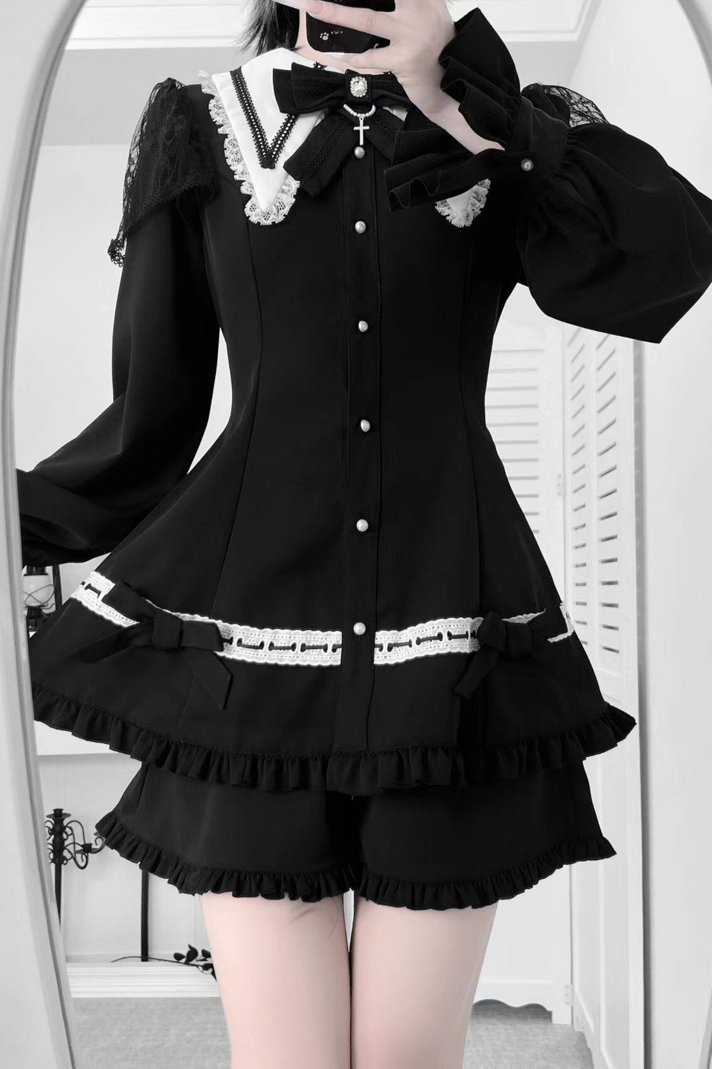Gothic Ruffled Dark Top + Shorts
