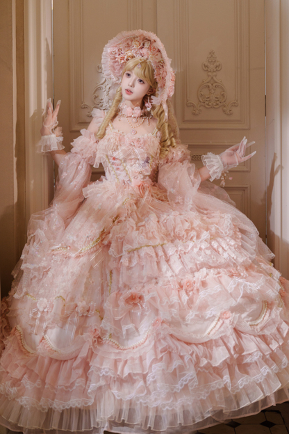 Sweet Flower Tea Party Lolita Accessory Hat + Veil + Necklace + Gloves + Scepter