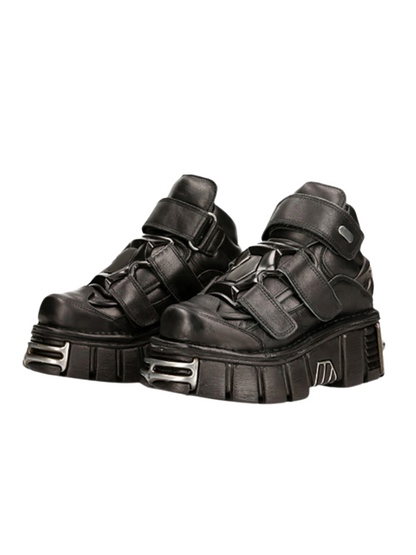 Punk Style Leather Metal Power Sole Sneakers