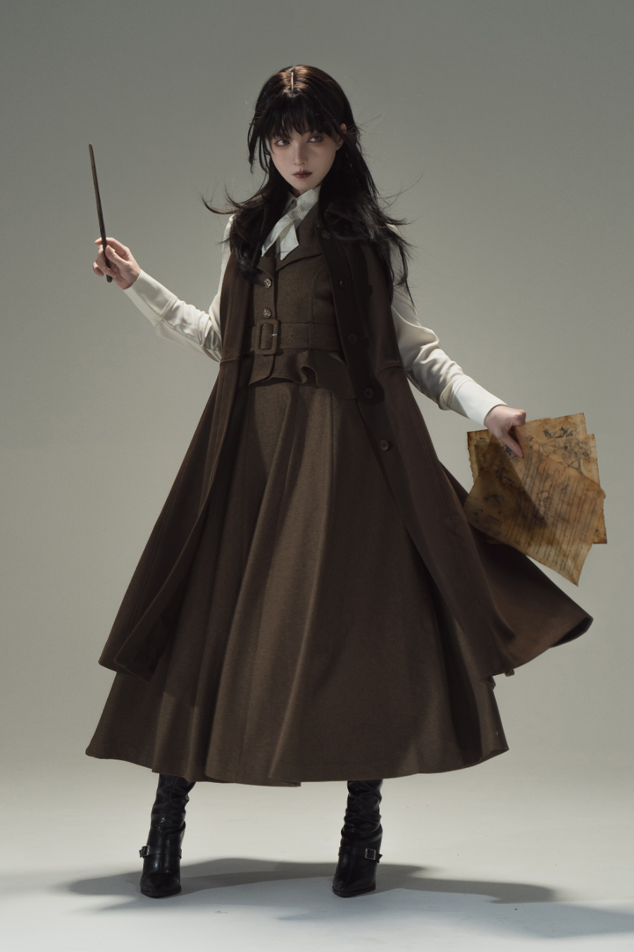 Umbrella Style Trailing Vest + Long Skirt + Short Skirt