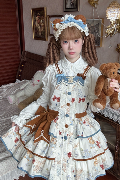 Seaside Bear Tea Party Lolita Dress + Cape