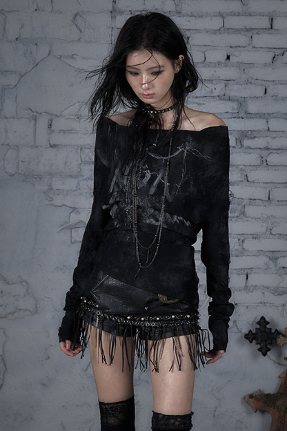 Dark Punk One Shoulder Top