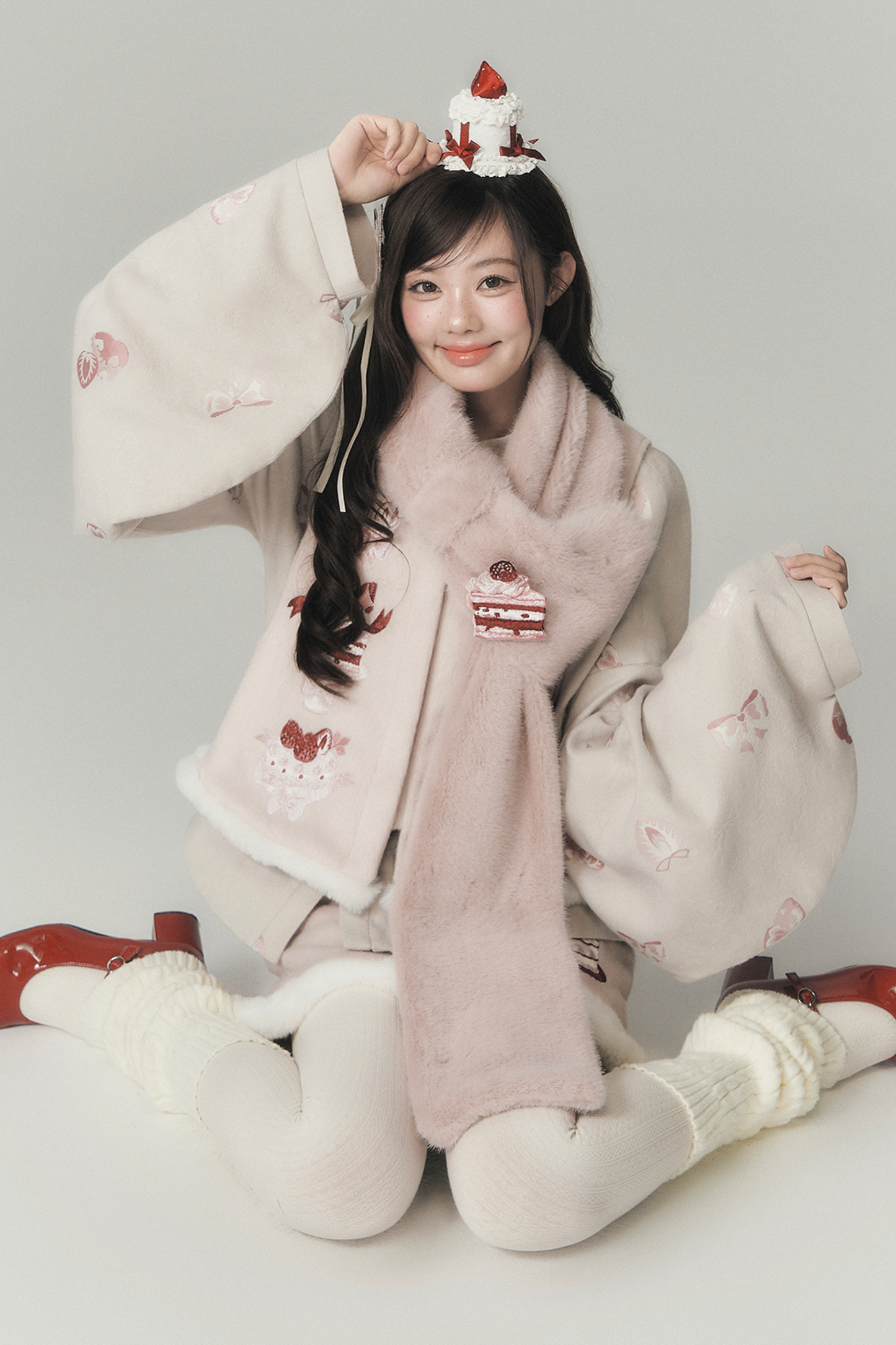 Strawberry Cake Preppy Style Vest + Top + Skirt