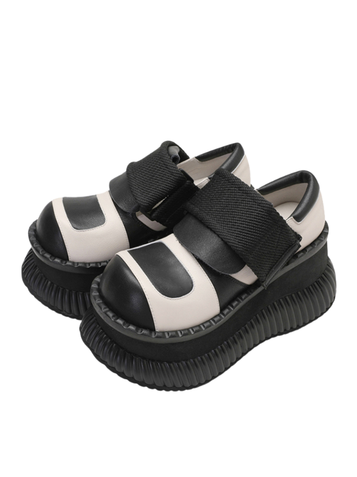 Leather Velcro Platform Shoes