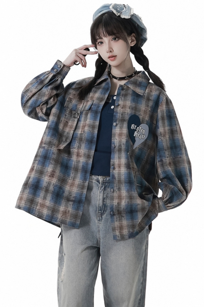 Plaid Loose Shirt + Tank Top
