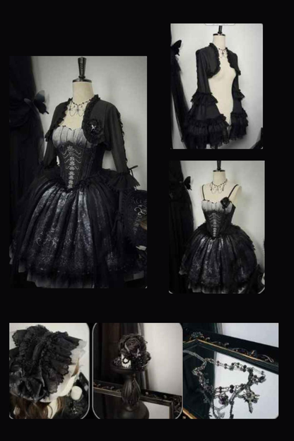 Gothic Lolita Jumper Skirt + Jacket + Skirt + Shirt + Corset + Accessories
