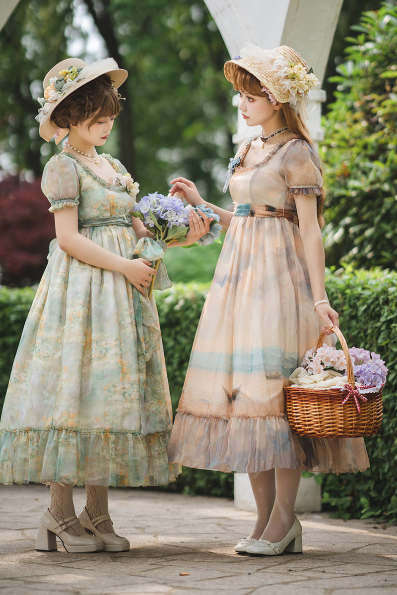 Marble Art High Waist Mark Lolita Dress
