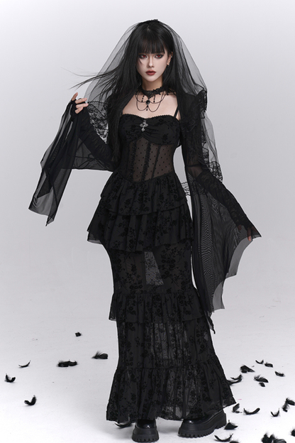 Ghost Girl Gothic Mermaid Dress + Sheer Outerwear
