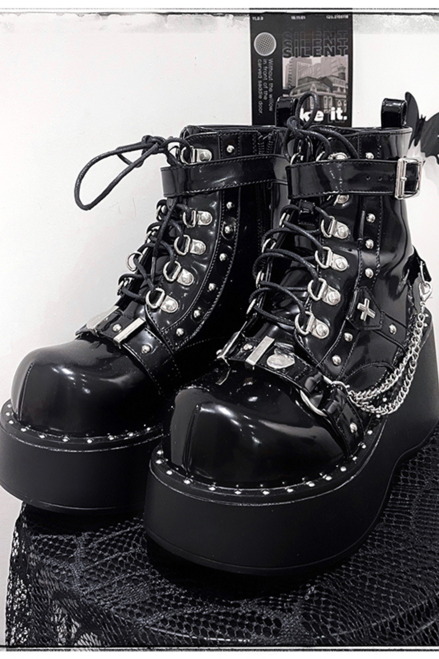 Dark Punk Buckle Platform Boots
