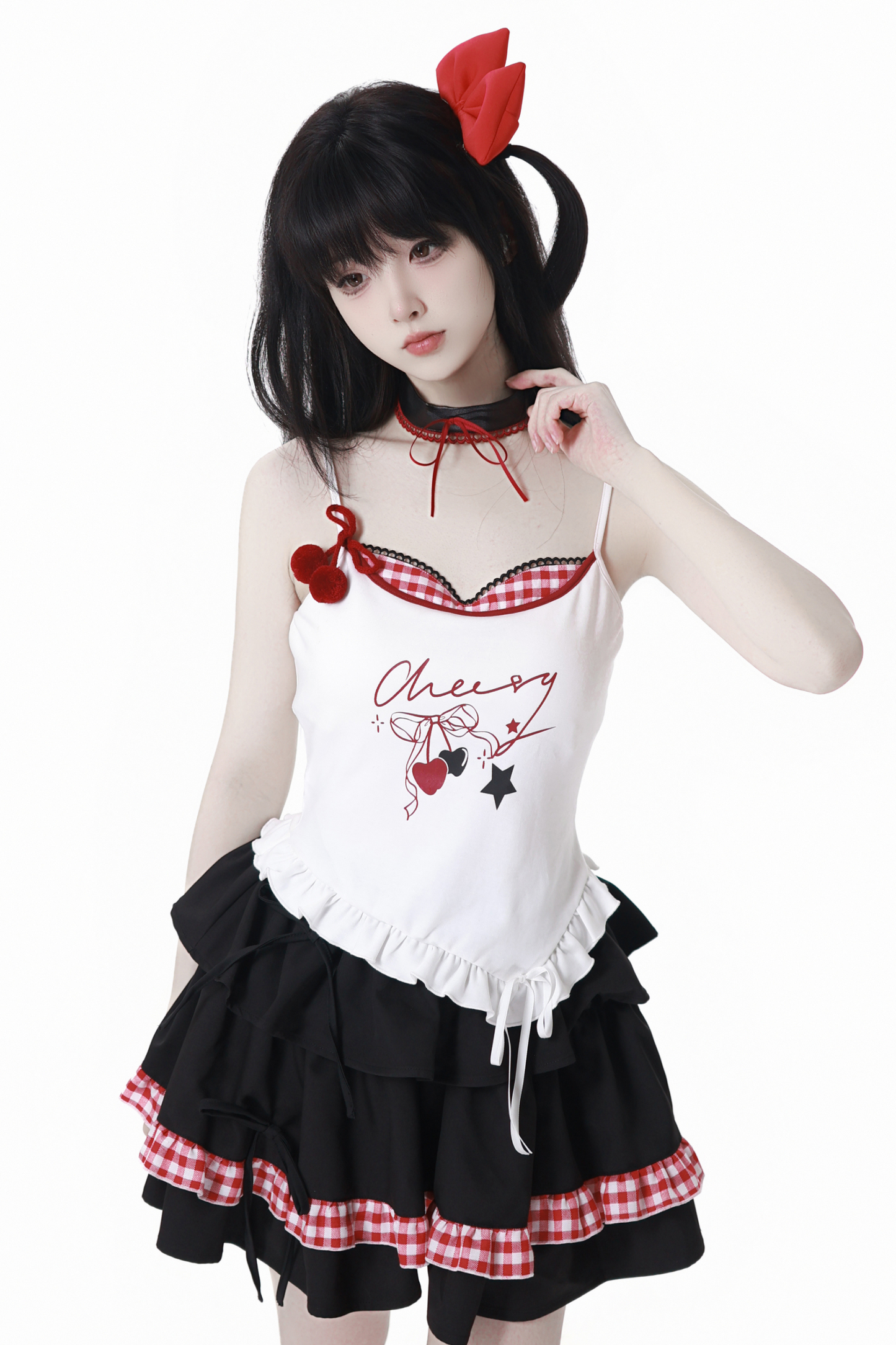 Cherry Wind Hoodie + Camisole + Skirt