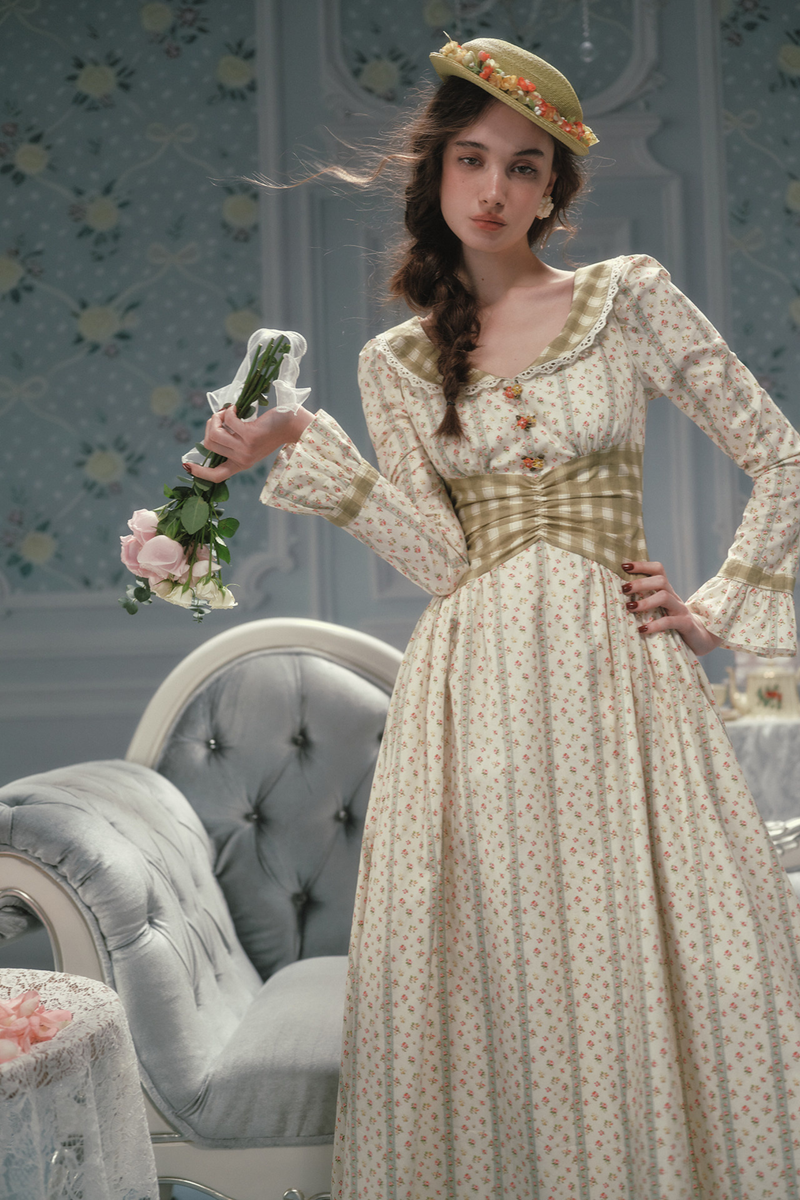 Retro Lace Maid Cotton Dress