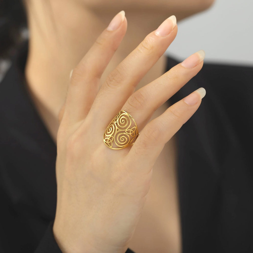 Sacred Trinity Triquetra & Triskele Ring