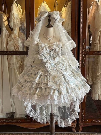 [pre-order Deadline: May 13] Blue/white/light Green Butterfly Fantasy Dress + Complete Set