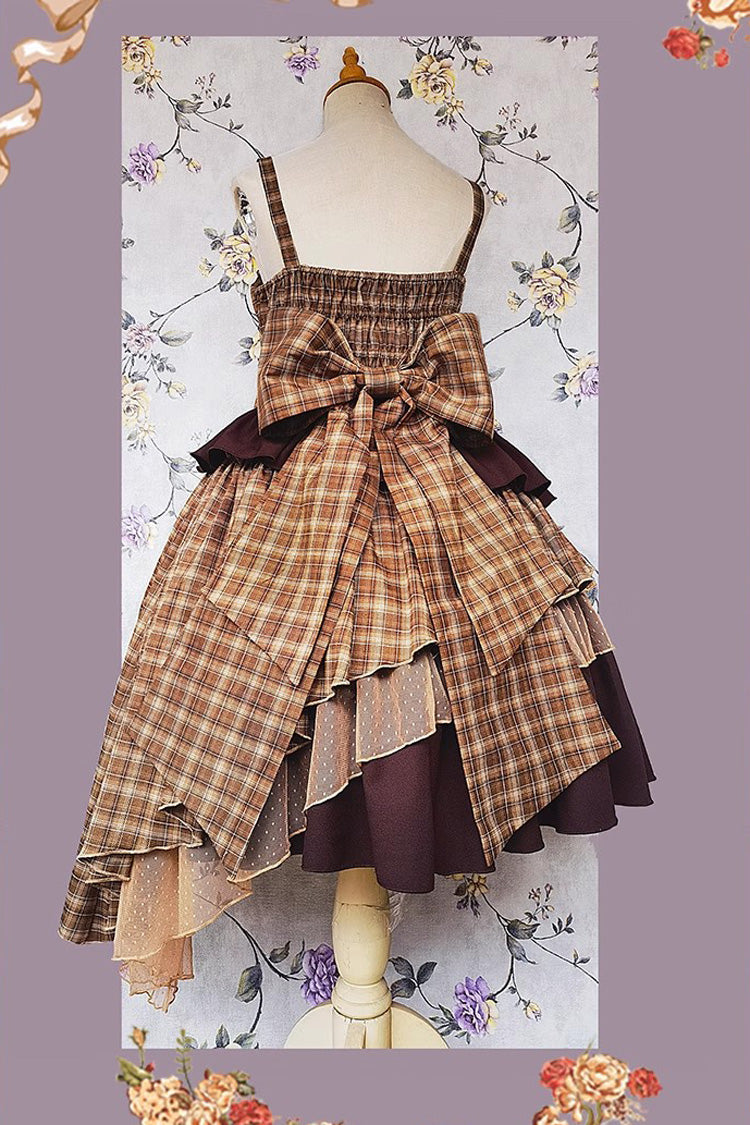 Multi-color Triple-layered Print Bowknot Lace Asymmetric Classic Lolita Dress 5 Colors