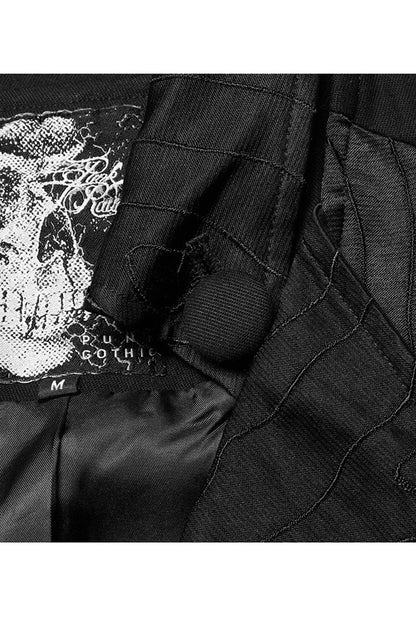 Black Gothic Noble Jacquard Embroidery Pleated Ruffle Delicate Buttons Decoration Vest