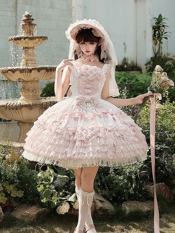 [pre-order Deadline: April 3] Pure Sweet Rose Fantasy Tiered Lolita Dress