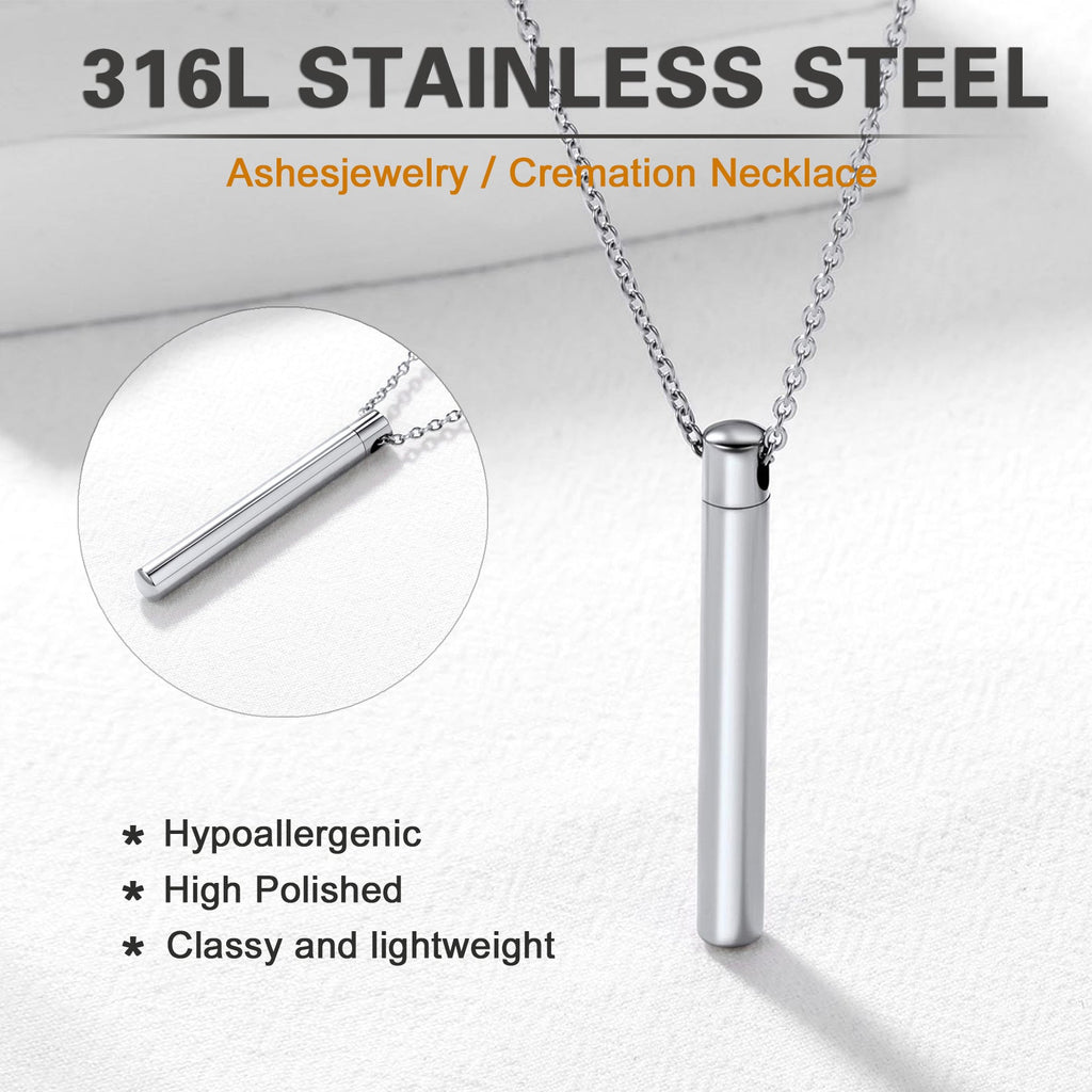 Engraved Bar Urn Necklace for Keepsake Memorial Jewelry