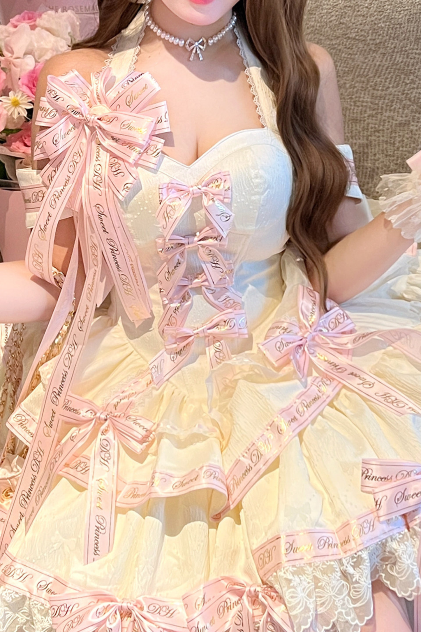 Many Logo Ribbon Princess Dress + Badge + Head Accessory + Tail