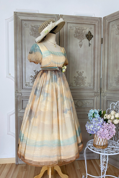 Marble Art High Waist Mark Lolita Dress