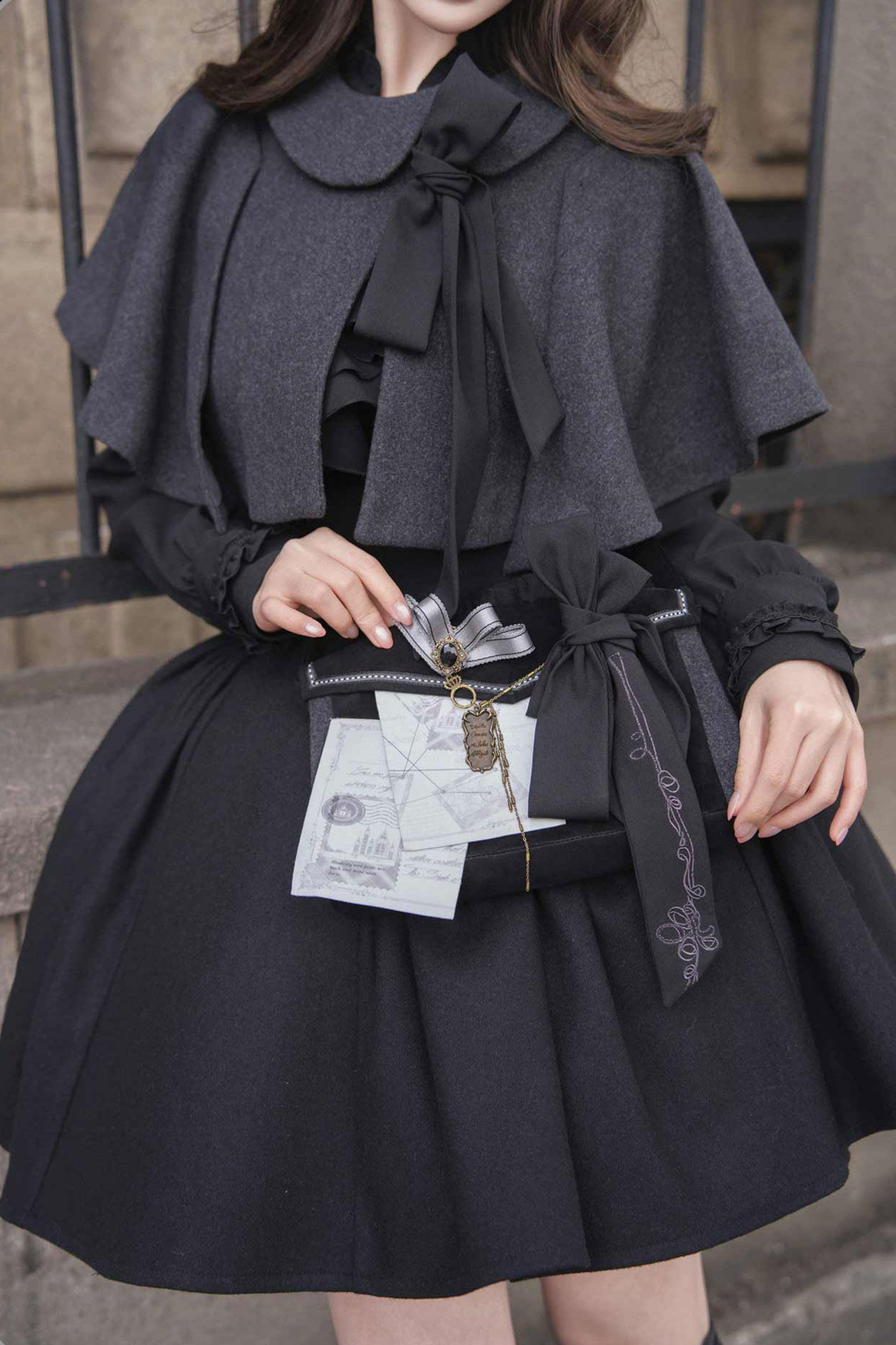 British Detective Lolita Coat + Cape + Skirt + Shirt + Bag + Brooch + Hat + Beret + Necklace