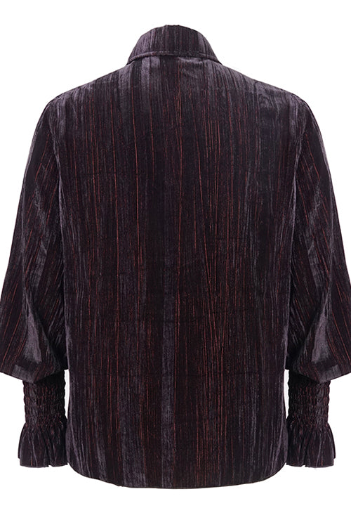 Black and Red Velvet Lantern Sleeves Loose Gothic Blouse