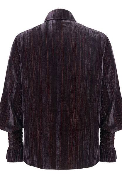 Black and Red Velvet Lantern Sleeves Loose Gothic Blouse
