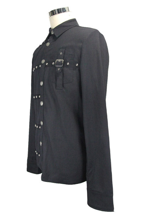 Black Cotton Long Sleeves Punk Blouse