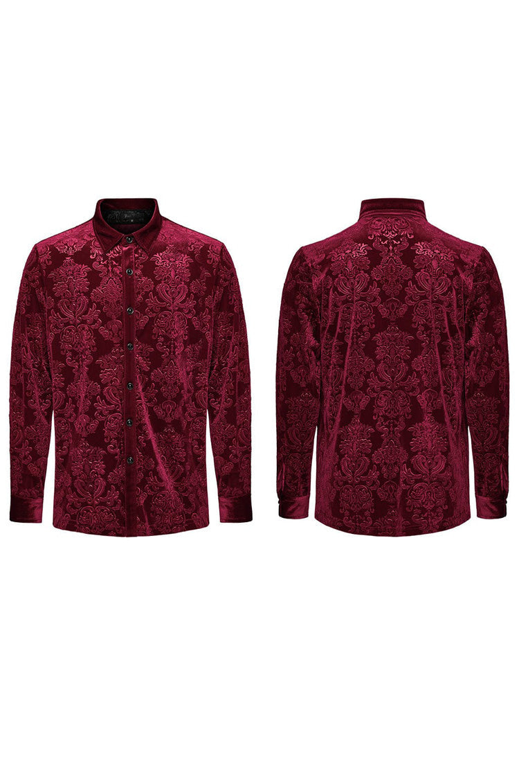 Long Sleeves Embossed Velvet Print Gothic Blouse 2 Colors