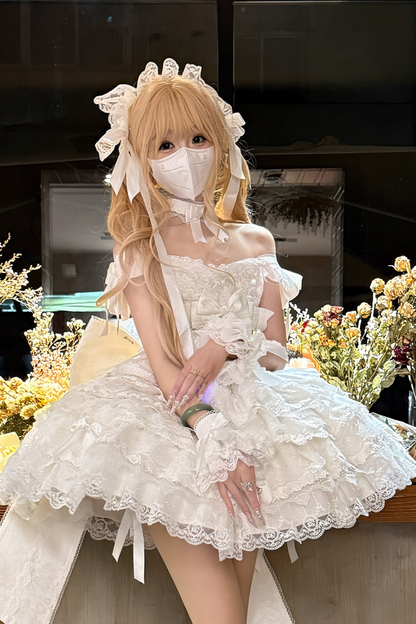 [pre-order] Princess Ballet Tiered Lolita Dress + Headband + Necklace + Sleeves + Tail