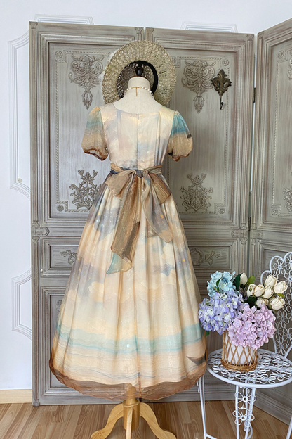 Marble Art High Waist Mark Lolita Dress