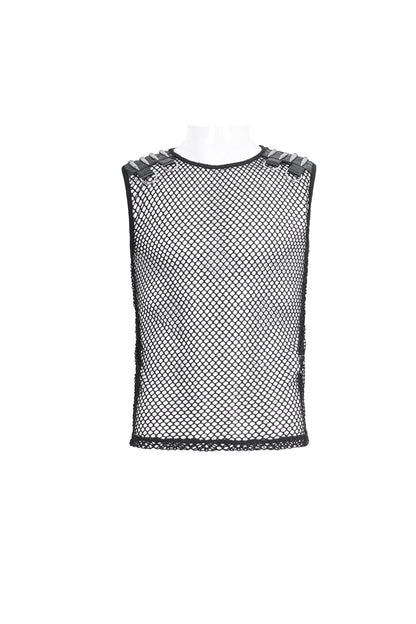 Black Round Collar Mesh Gothic Vest