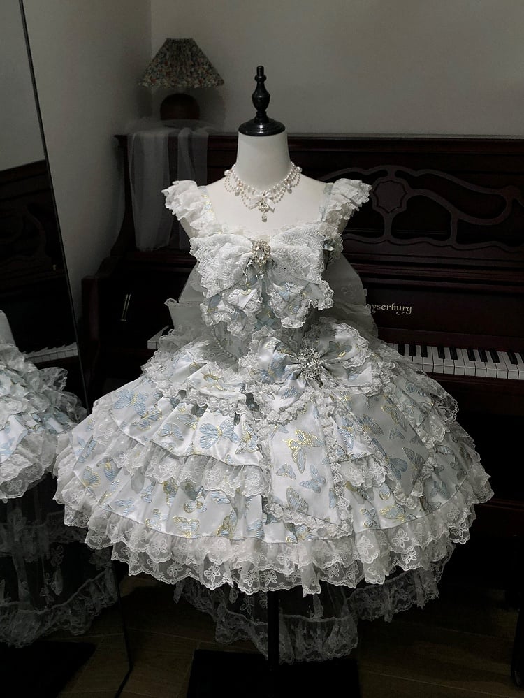 [pre-order Deadline: May 13] Blue/white/light Green Butterfly Fantasy Dress + Complete Set