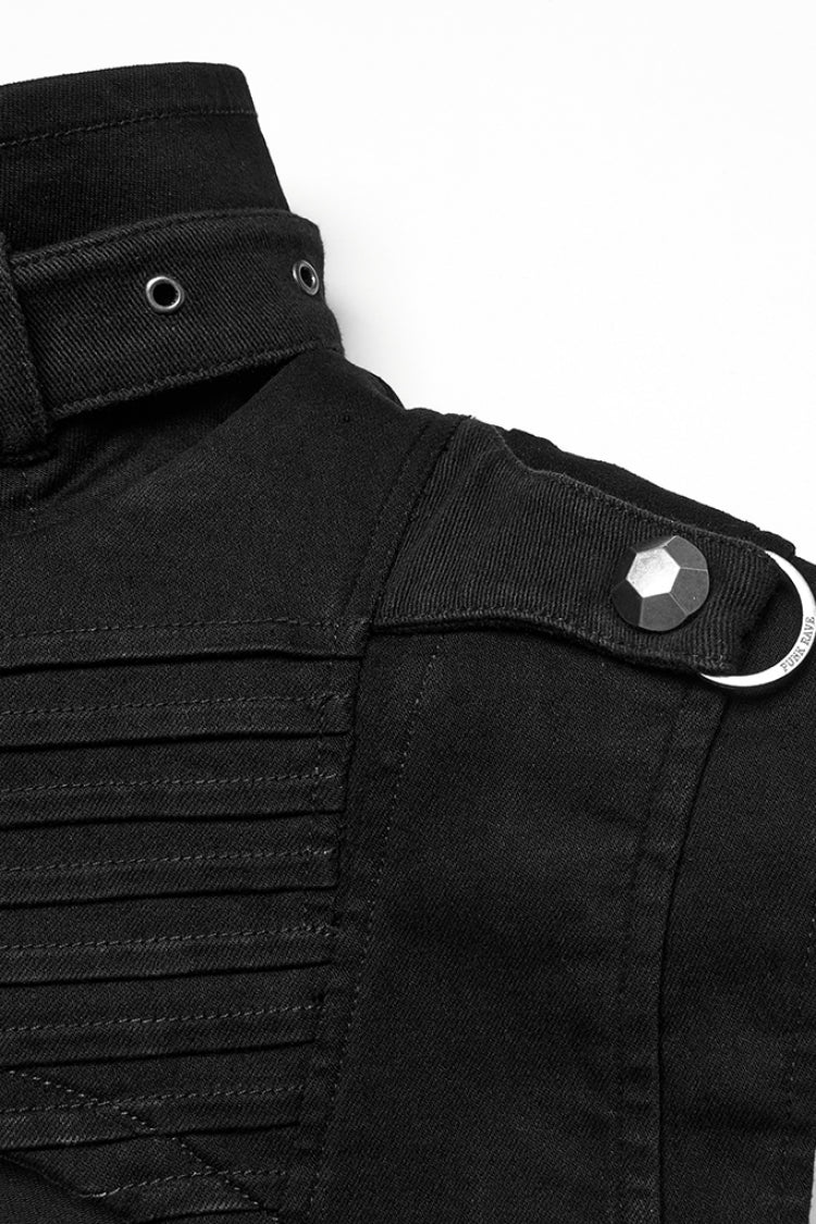 Black Stand Collar Sleeveless Rivet Zipper Punk Cape