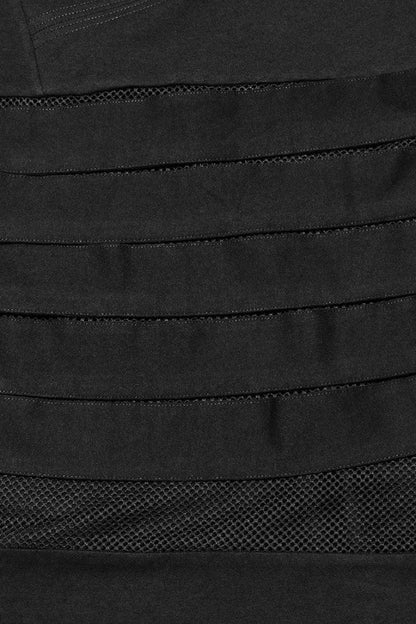 Black Short Sleeves Stitching Hooded Mesh Ripped Steampunk T-shirt