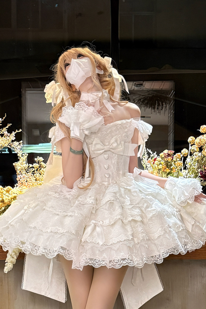 [pre-order] Princess Ballet Tiered Lolita Dress + Headband + Necklace + Sleeves + Tail