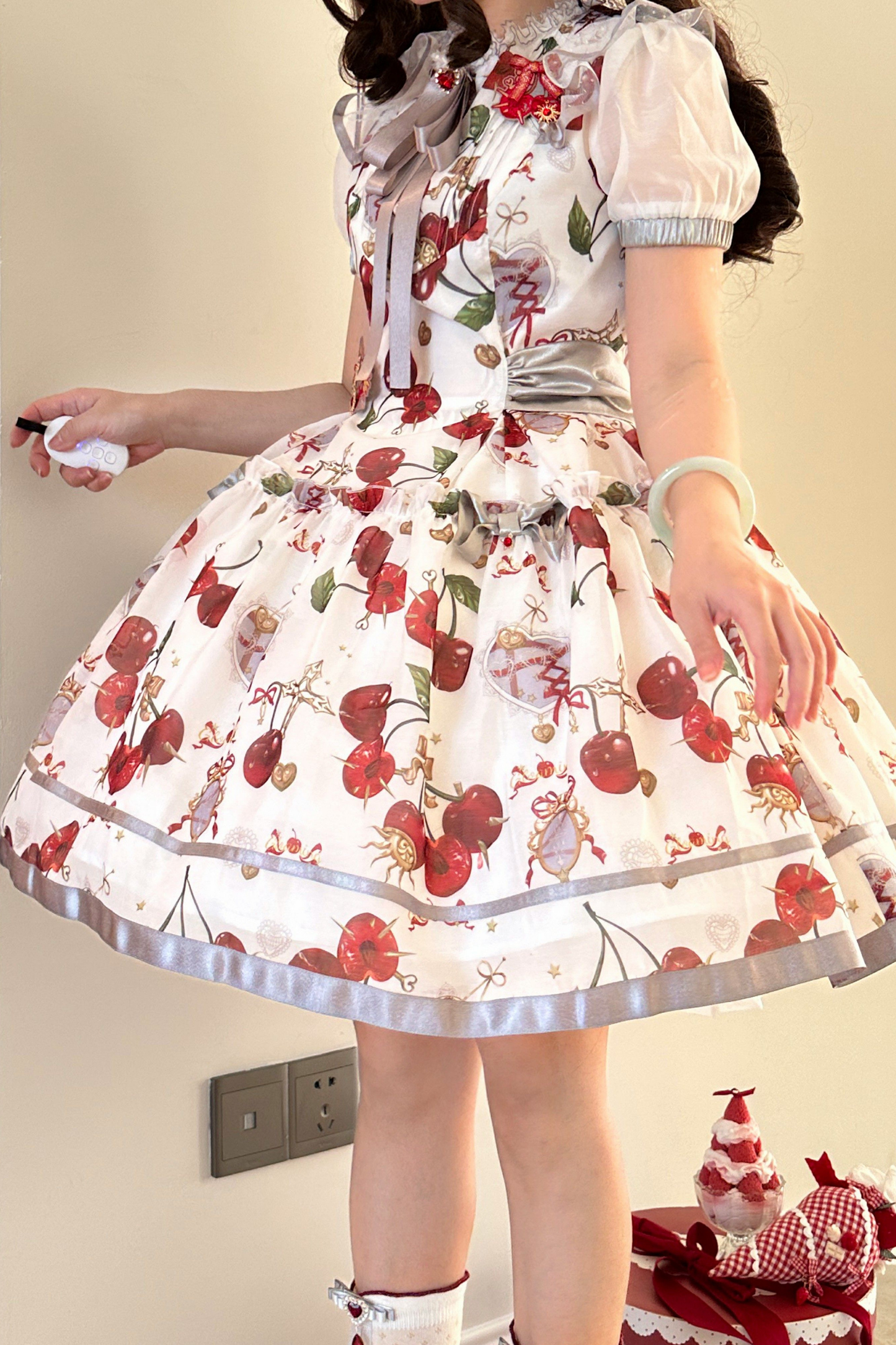 Retro Antique Cherry Sweet Lolita Dress + Jumper Skirt