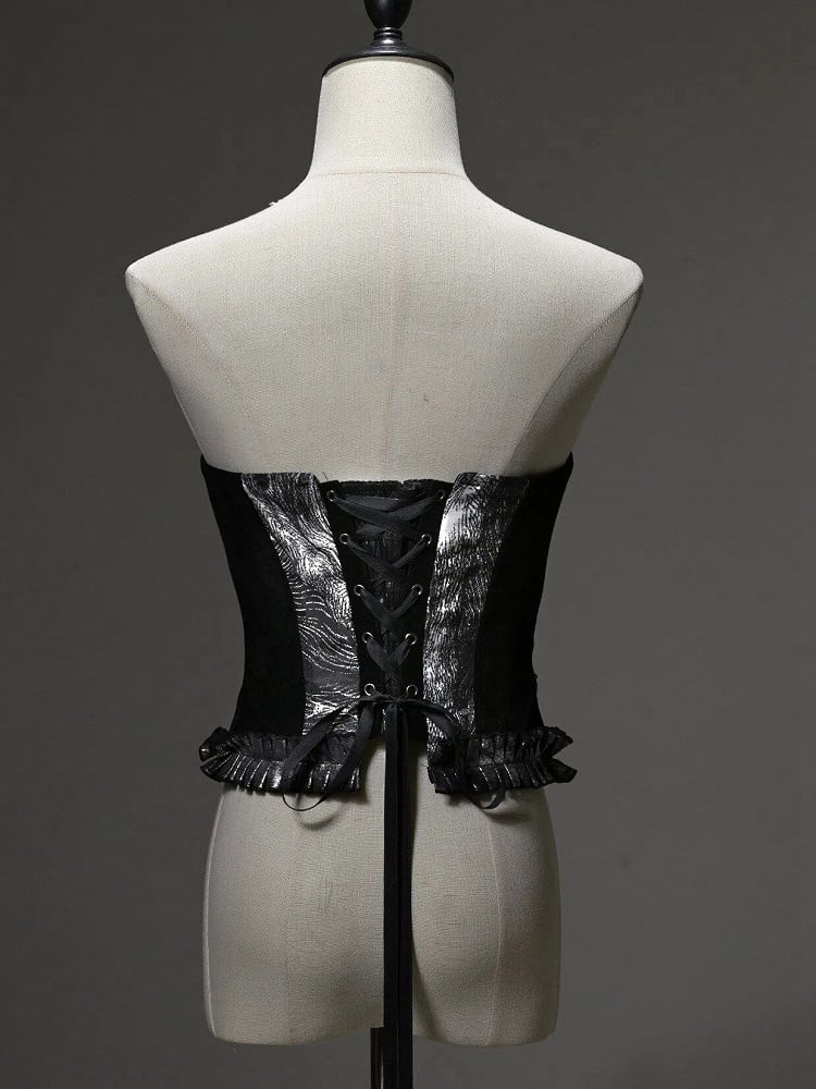 [pre-order Deadline: June 8] Phantom Knight Dark Gothic Skeleton Bustier Corset Top (with Cross Straps + Waist Belt)