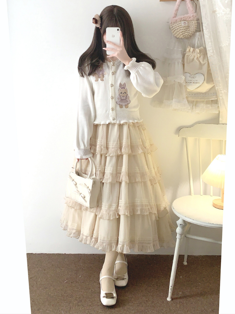 Lace Layered Tiered High Waist Dress